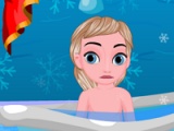 Frozen baby. Summer bath