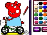 Piggy on bike. Coloring